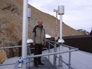 on the roof of the building